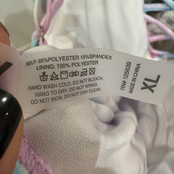 XOXO Pink Tie Dye One-Piece Plunge Swimsuit Sz XL NWT - Picture 6 of 11